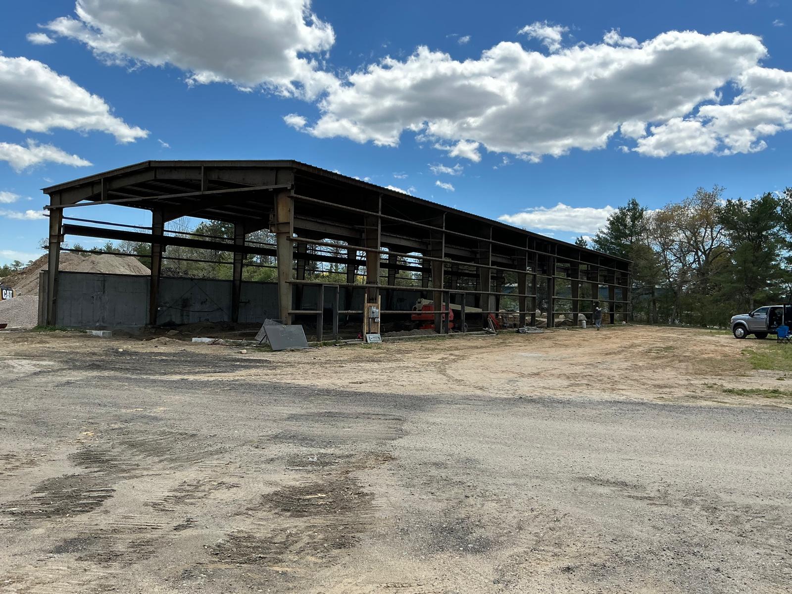 Existing structural steel building at 67 Stilson Road before light-gauge framing