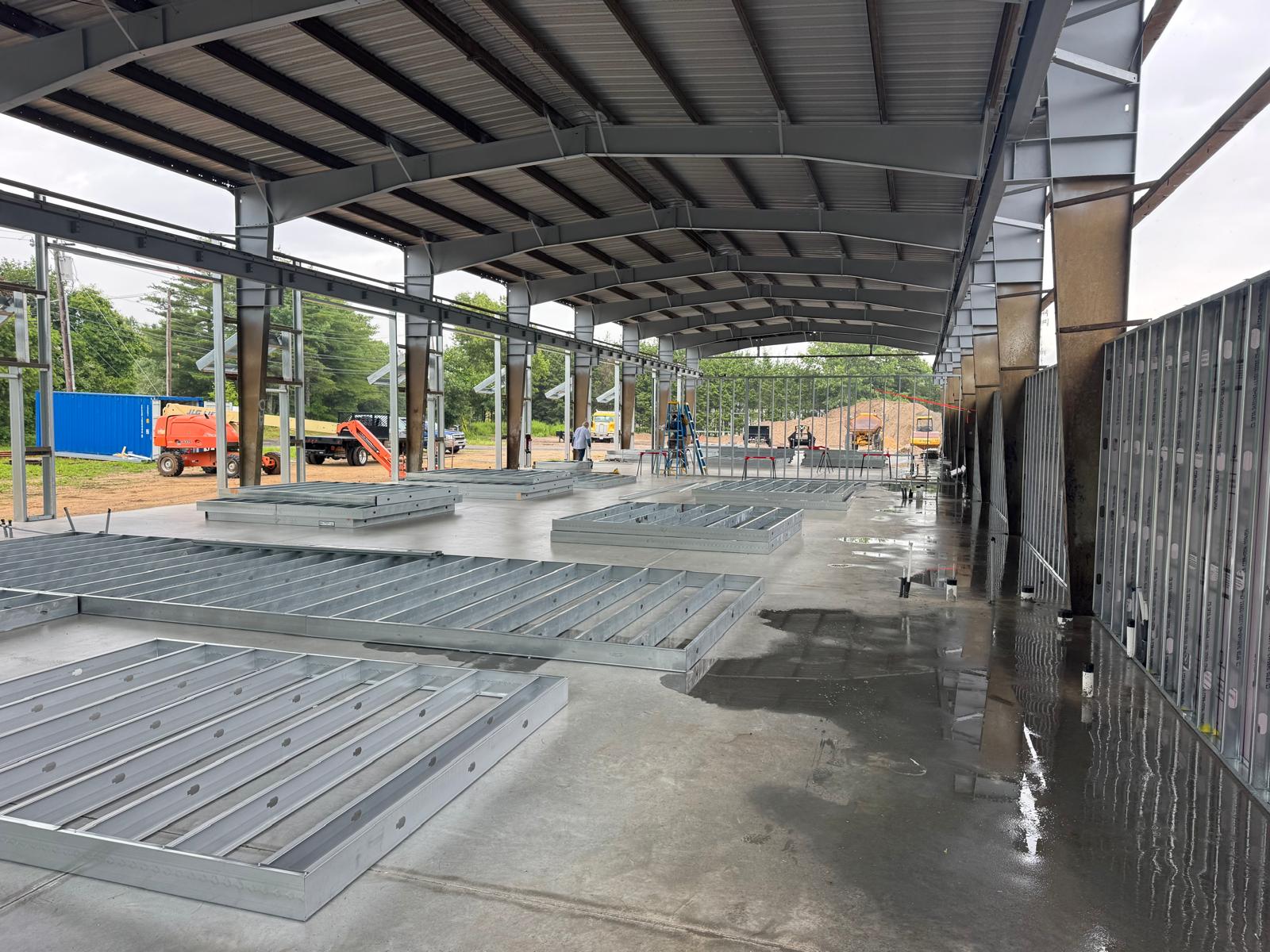 Light-gauge wall assemblies fabricated onsite by JCSI at 67 Stilson Road